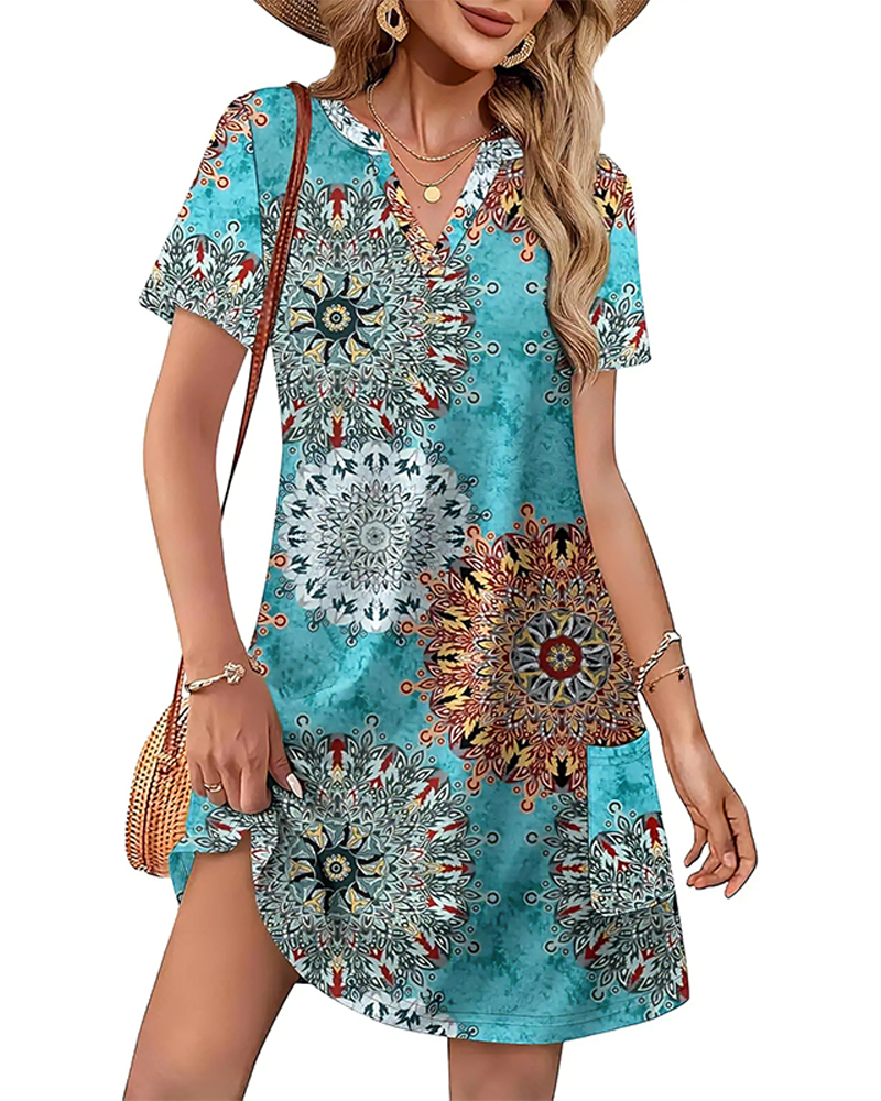 Casual Summer Dress: V-Neck Short Sleeve Beach Essential
