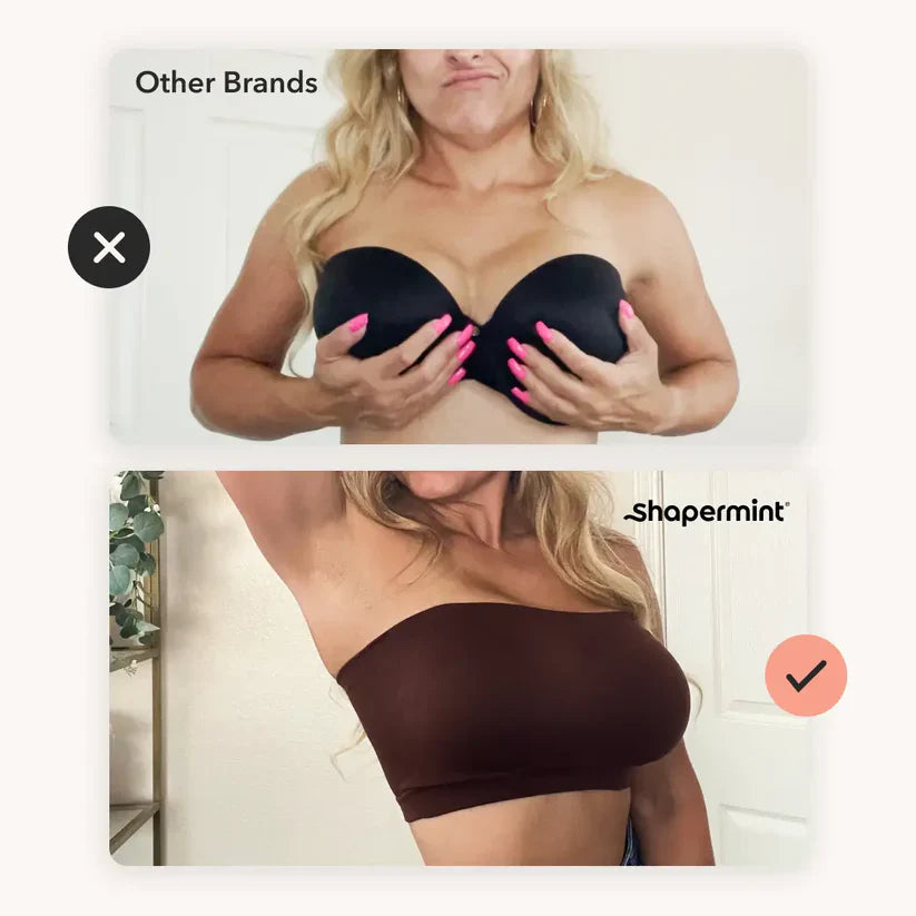 Convertible Strapless Bandeau Bra with Wireless Comfort, Anti-Slip Grip & Removable Straps