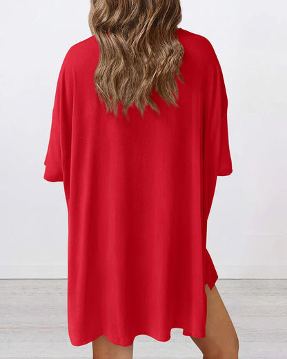 Casual Oversized 2-Piece Lounge Set with Biker Shorts