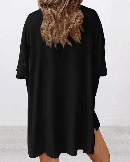 Casual Oversized 2-Piece Lounge Set with Biker Shorts