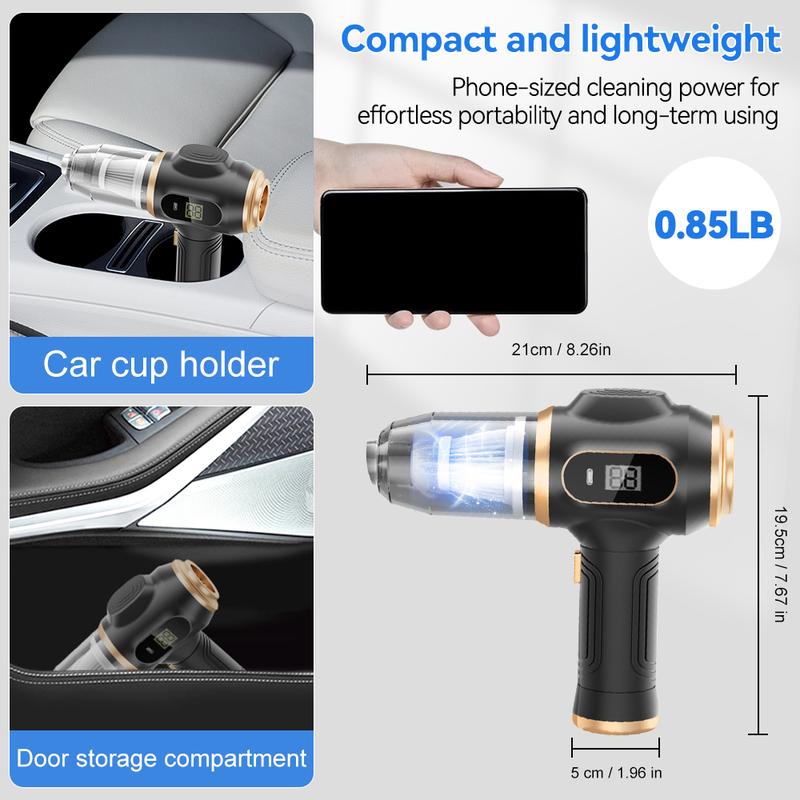 Insanely Powerful Cordless Car Vacuum — 19000Pa, 6-in-1 Deep-Clean System