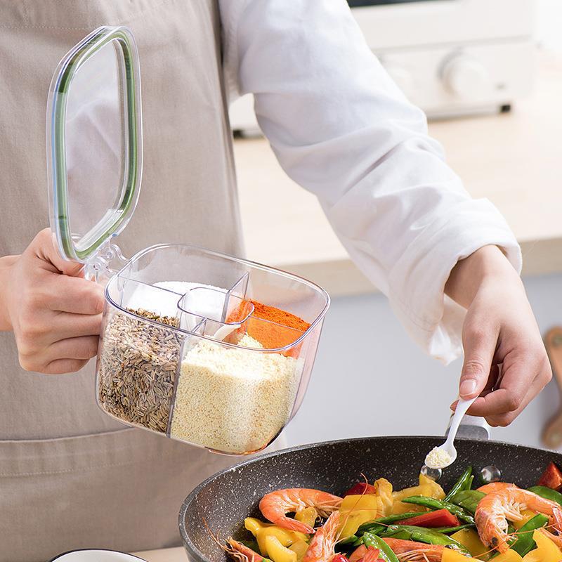4 Compartments Clear Sealed Seasoning Box