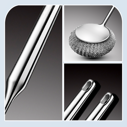 Versatile stainless steel pot cleaner with handl