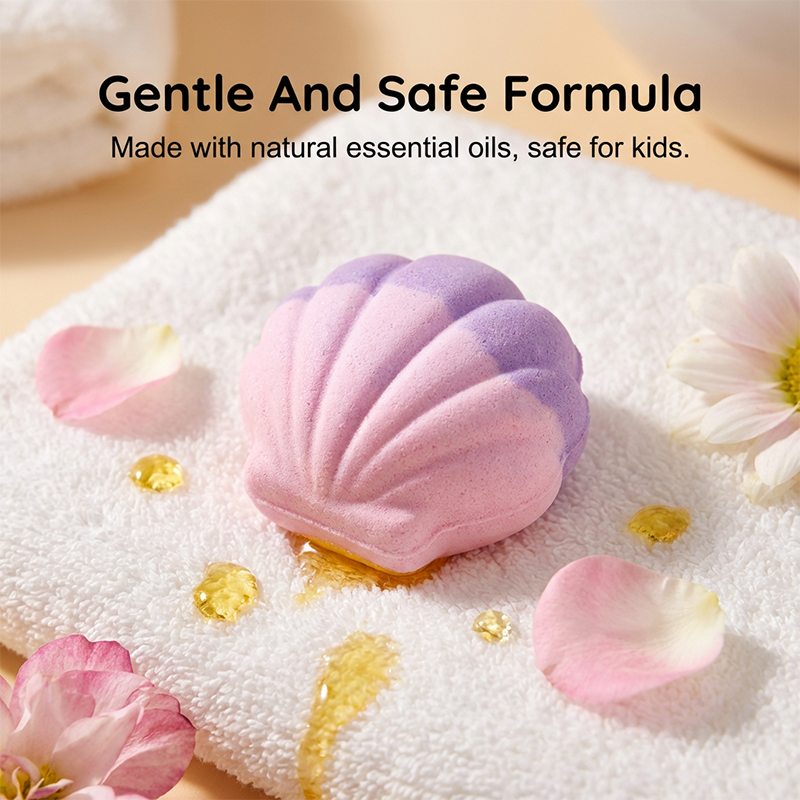 6 Packs Kids Shell Bath Bombs with Surprise Jewelry Inside