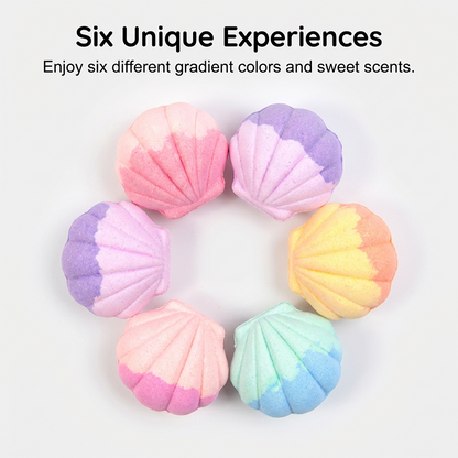 6 Packs Kids Shell Bath Bombs with Surprise Jewelry Inside